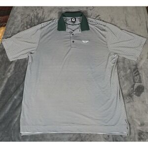 FootJoy Oregon Ducks Polo Shirt Mens 2XL Green Stripe Short Sleeve Golf
